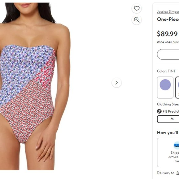 NWT! Jessica Simpson Lg Printed 1-Piece Swimsuit - Picture 5 of 5